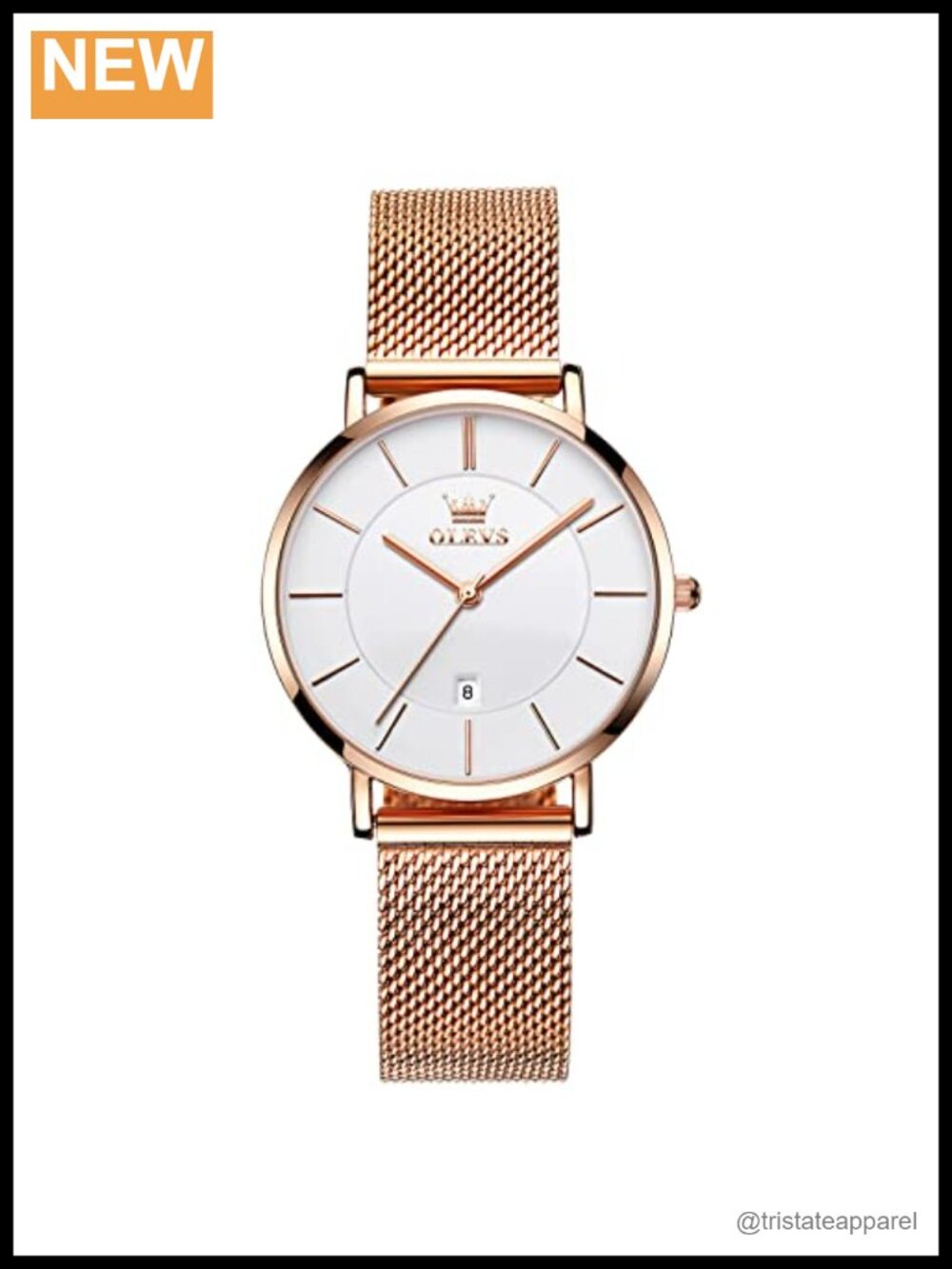 OLEVS Women's Slim Mesh Bracelet Watch Date Display Water Resistant Dress Watch